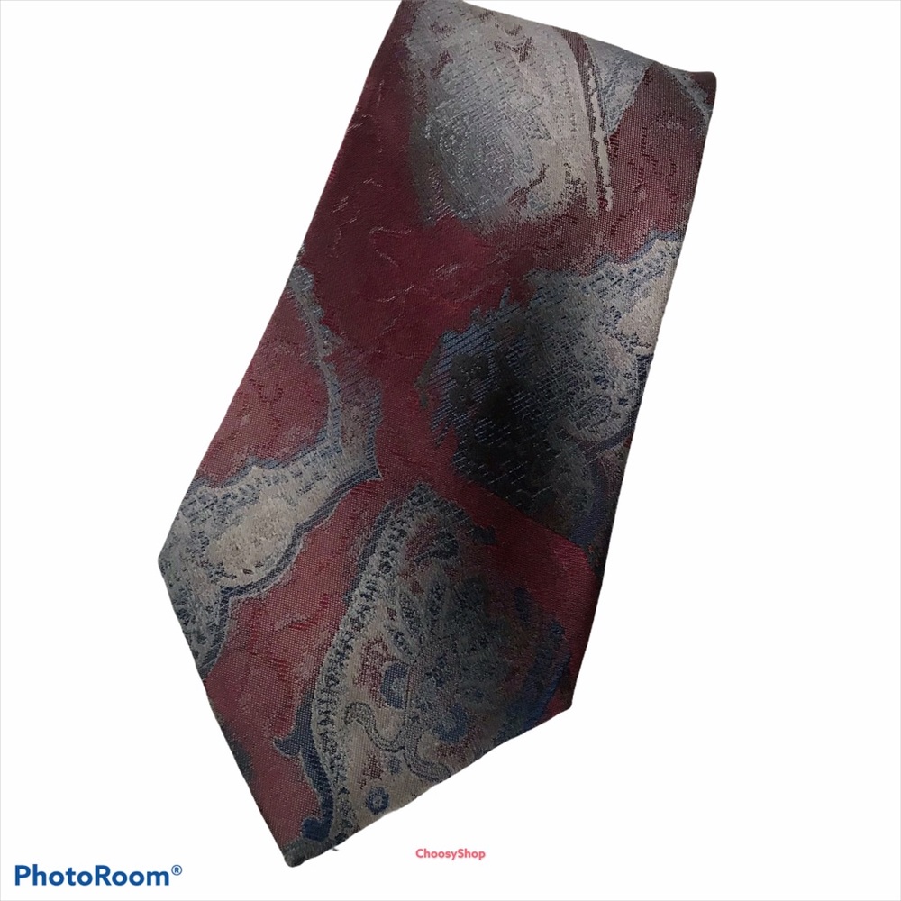 Tie Silver Burgundy Abstract Polyester Tie Windbridge